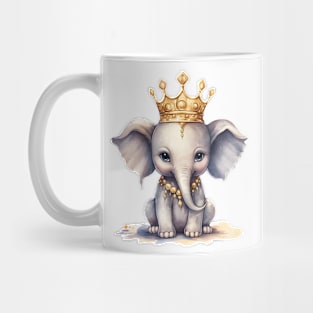 Watercolor African Elephant Wearing a Crown Mug